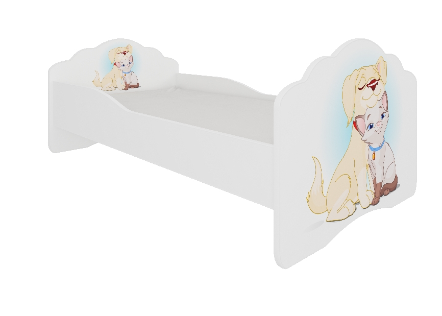 Dječji krevetić 160x80 cm Cassi (s rešetkom i madracema) (pas i mačka)