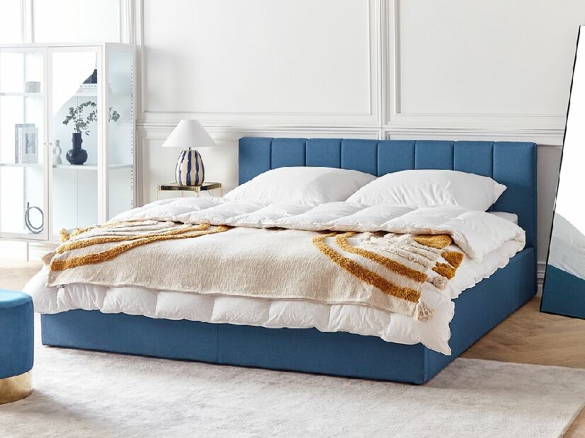 Bračni krevet 180 cm Dabria (plava) (s podnicom) (s prostorom za odlaganje)