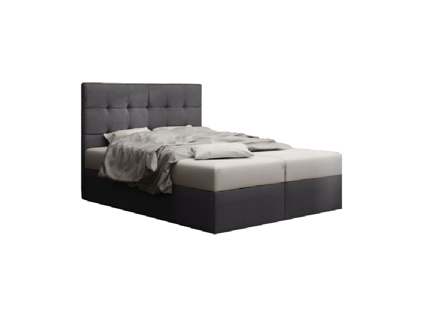Bračni krevet Boxspring 140 cm Duel 2 Comfort (tamnosiva) (s madracem i prostorom za odlaganje)