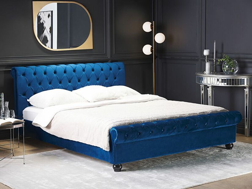 Bračni vodeni krevet 180 cm Alexandrine (plava) (s podnicom i madracem)