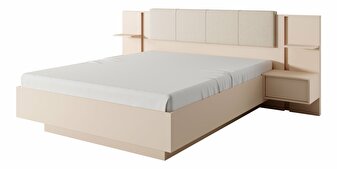 Bračni krevet 160 cm s noćnim stolićima Danton K (s prostorom za odlaganje) (bez madraca i podnice) (bež)