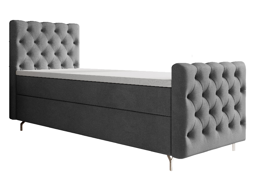Jednostruki krevet 80 cm Clinton Bonell (tamnosiva) (s podnicom, s prostorom za odlaganje)