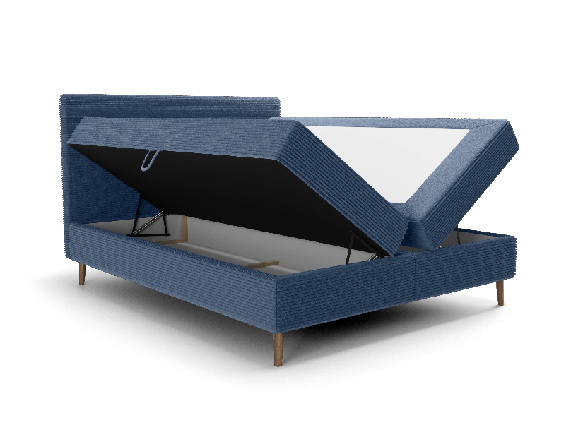 Bračni krevet 160 cm Napoli Bonell (plava) (s podnicom, s prostorom za odlaganje)