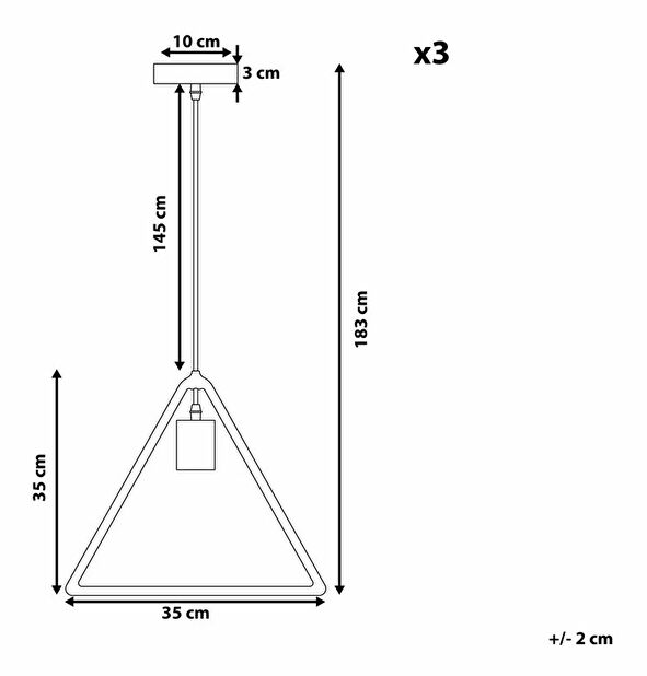 Set visećih svjetiljki 3 kom. JURTA (metal) (smeđa)