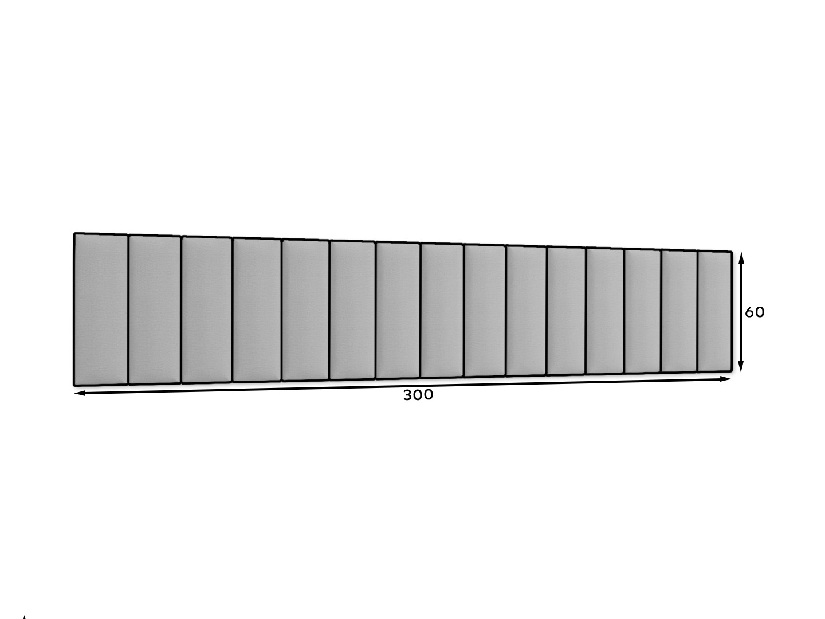 Set 15 tapeciranih panela Quadra 300x60 cm (tamnosiva)
