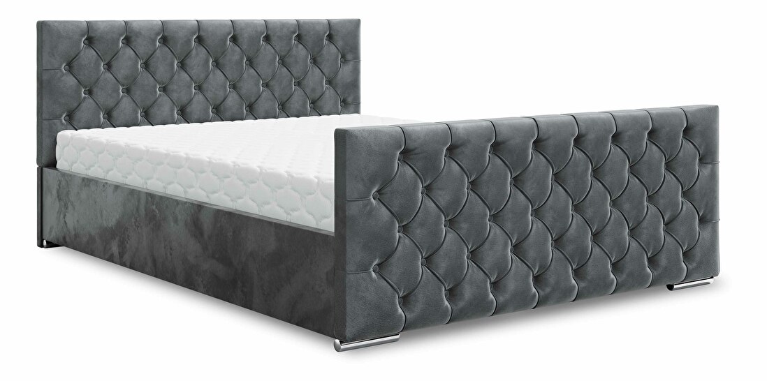 Bračni krevet 140 cm Velva (tamnosiva) (s podnicom i prostorom za odlaganje)