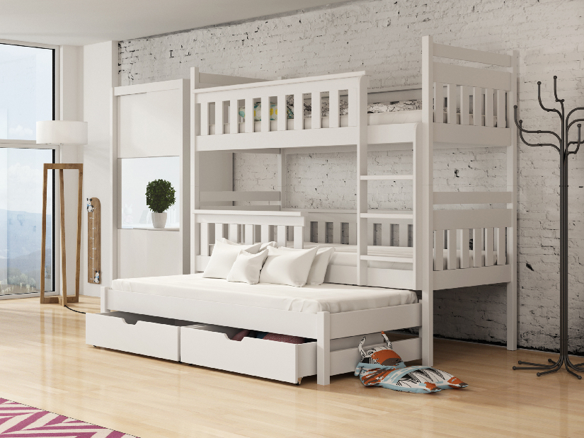 Dječji krevet 90 x 200 cm KARLA (s podnicom i prostorom za odlaganje) (bijela)
