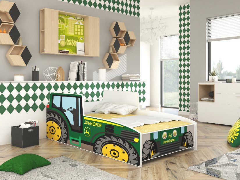 Dječji krevet 140x70 cm Traktorista (s podnicom i madracem) (zelena) *rasprodaja 
