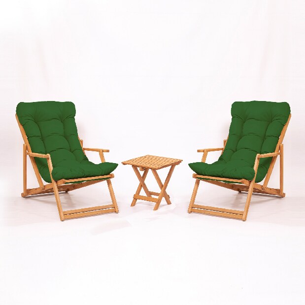 Vrtni set stol i stolice (3 komada) Minnie (zelena + prirodna)