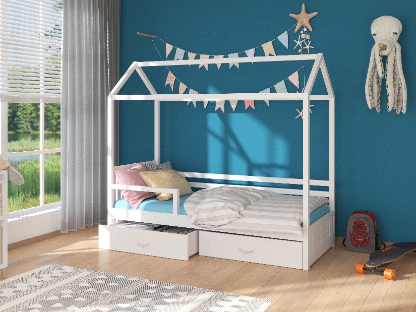 Dječji krevet 180x80 cm Rosie II (s podnicom i madracem) (bijela)