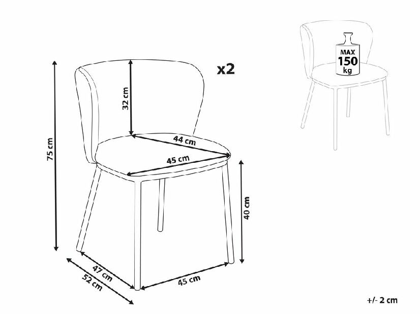 Set blagovaonskih stolica (2 kom.) Minik (bijela)