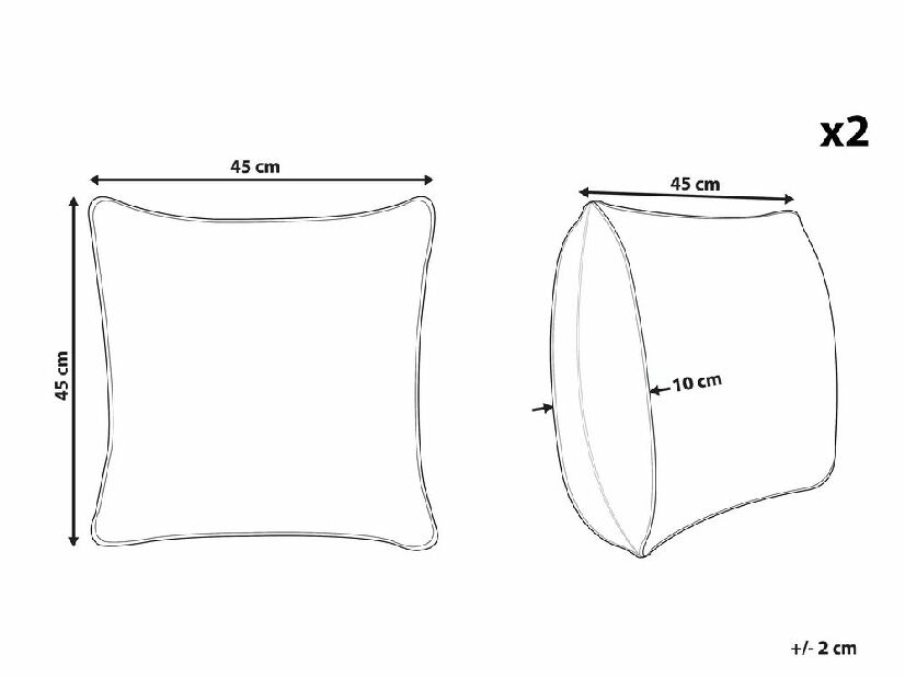 Set 2 kom. jastuka 45x45 cm KIWA (šareni)