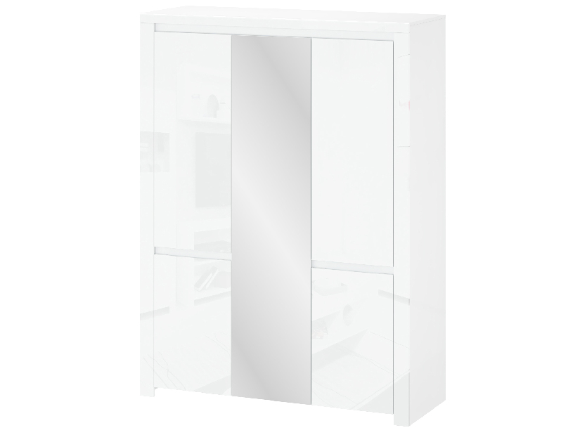 Ormar za garderobu Leona 5D (s ogledalom) (bijela sjajna)