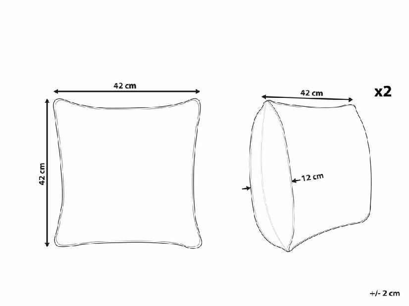 Set 2 ukrasna jastuka 42 x 42 cm Ehna (bež)
