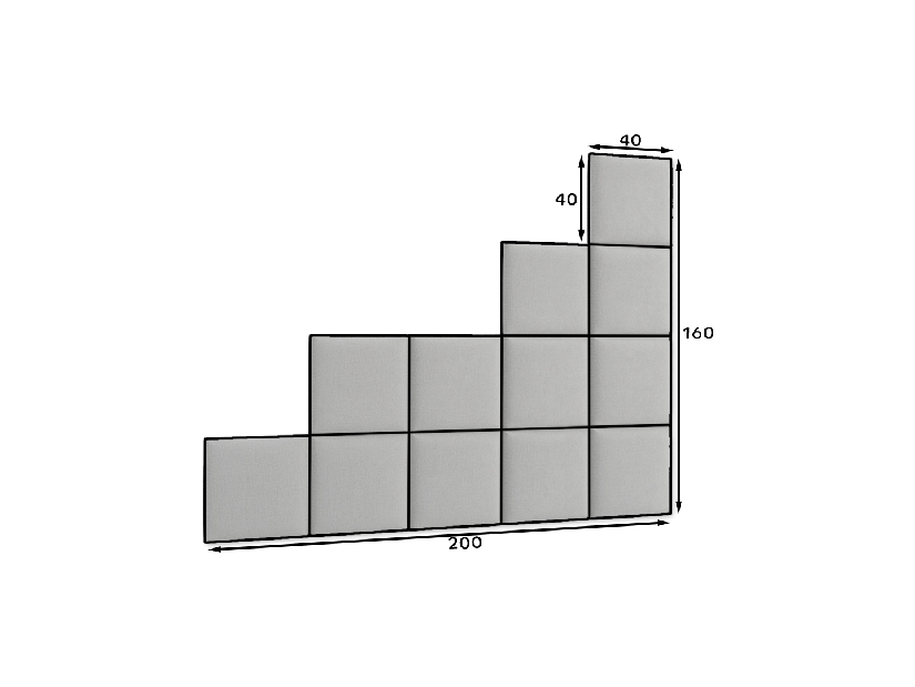 Set 12 tapeciranih panela Quadra 200x160 cm (mentol)