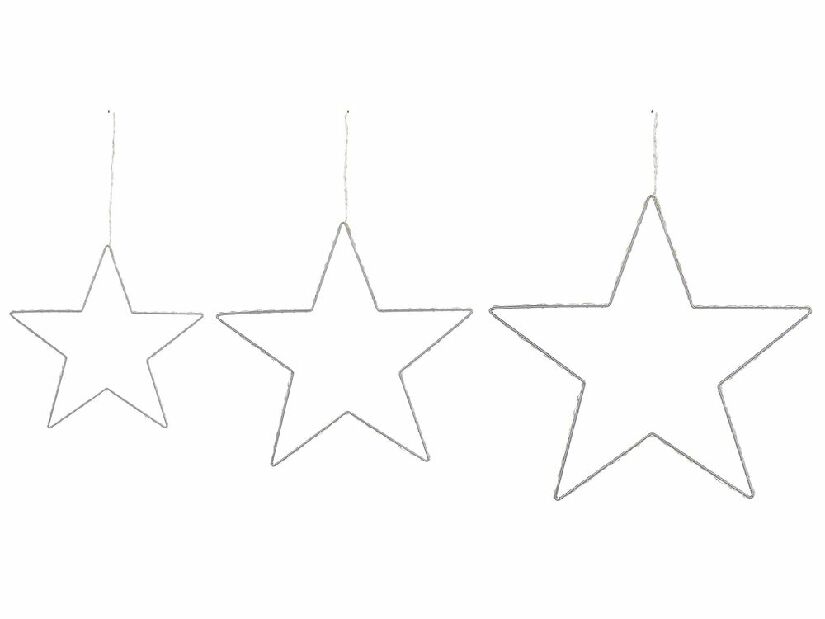 Set 3 LED ukrasne zvijezde Kunza (srebrne)