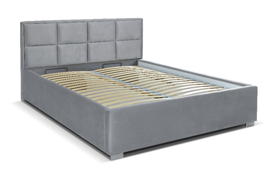 Bračni krevet 160 cm Grander (siva) (s podnicom i prostorom za odlaganje)