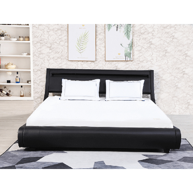 Bračni krevet 160 cm Filina (crna) (s podnicom)