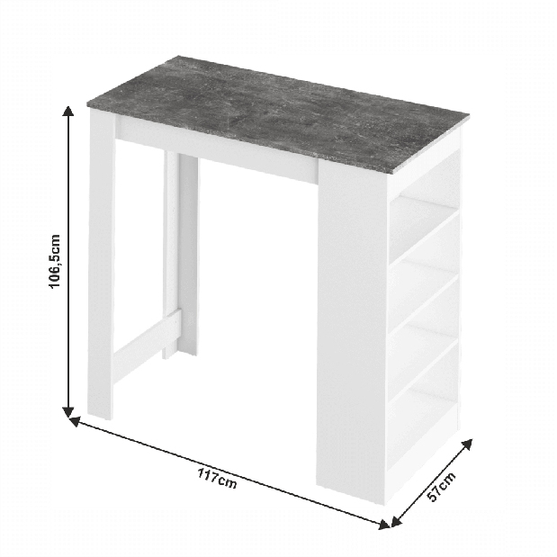 Barski stol Austin (bijela + beton)