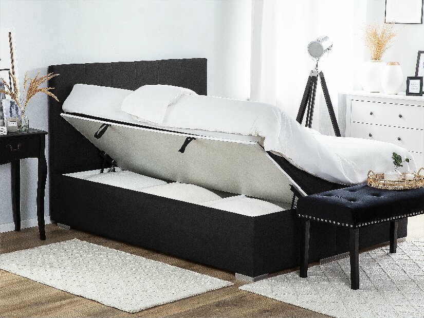 Bračni krevet Boxspring 180 cm LORRO (s madracima) (crna)