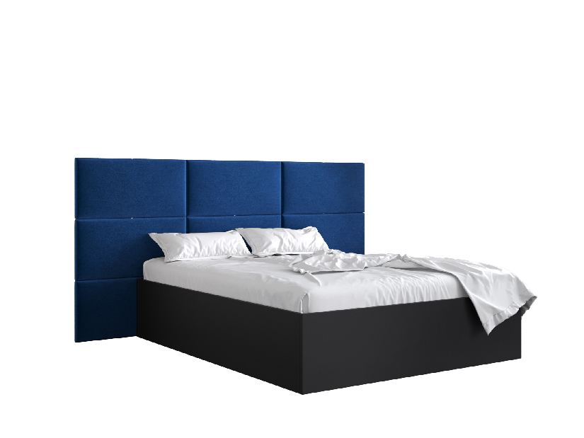 Bračni krevet s tapeciranim uzglavljem 160 cm Brittany 2 (crna mat + plava) (s podnicom)