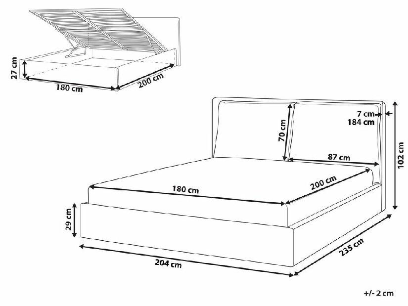 Bračni krevet 180 cm Berit (zelena) (s podnicom) (s prostorom za odlaganje)