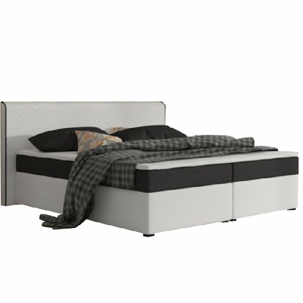 Bračni krevet Boxspring 180 cm Namakyra komfort (bijela + crna) (s madracom i rešetkom) 