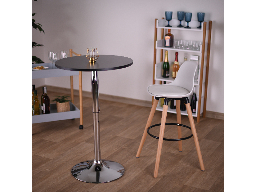 Barski stol podesive visine Biria (crna + krom) 