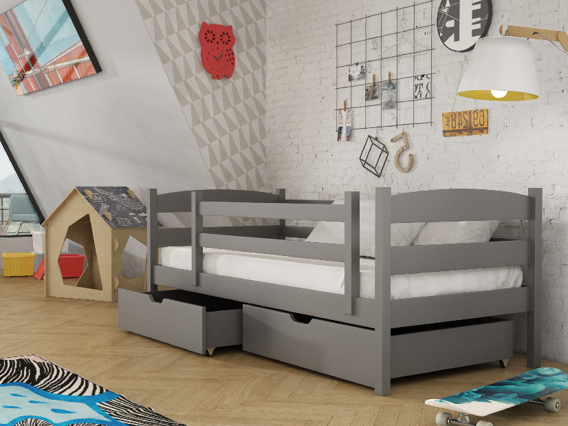 Dječji krevet 90 x 200 cm Zora (s podnicom i prostorom za odlaganje) (grafit)