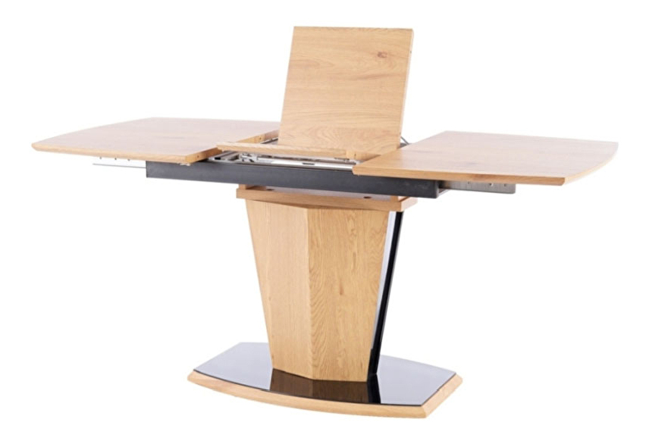 Blagovaonski stol na razvlačenje 120-160 cm Hastly (hrast + crna) (za 4 do 6 osoba)
