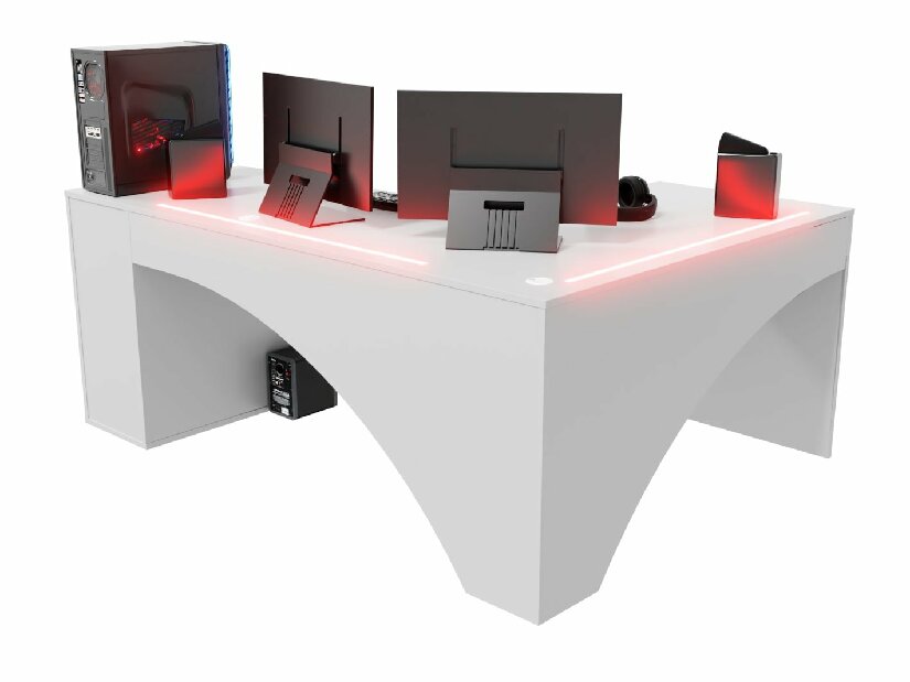 Kutni pc stol Carbon (bijela) (L) (s RGB LED rasvjetom)