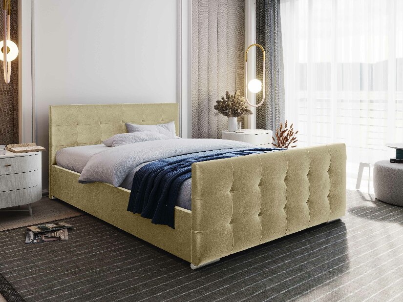 Bračni krevet 160 cm Billie (bež) (s podnicom i prostorom za odlaganje)