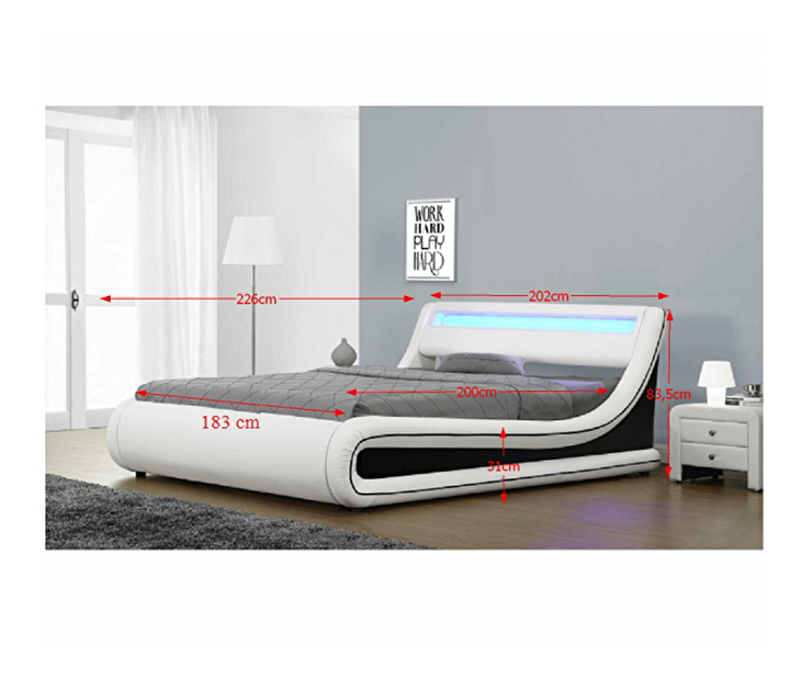 Bračni krevet 180 cm Milda (S podnicom, prostorom za odlaganje i LED) 
