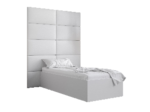 Jednostruki krevet s tapeciranim uzglavljem 90 cm Brittany 1 (bijela mat + bijela) (s podnicom)
