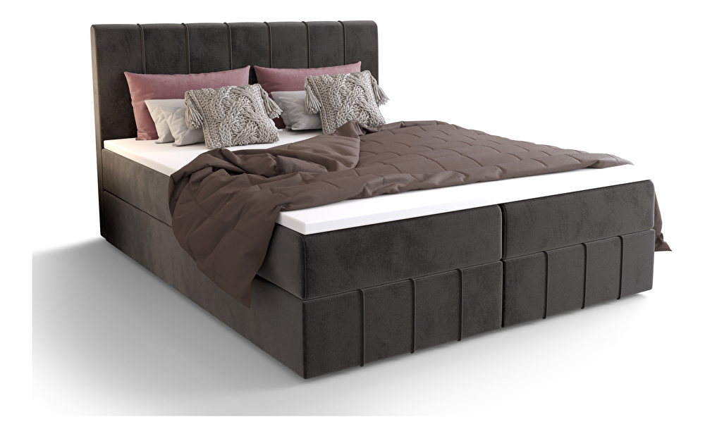 Bračni krevet Boxspring 140 cm Barack Comfort (tamnosiva) (s madracem i prostorom za odlaganje)