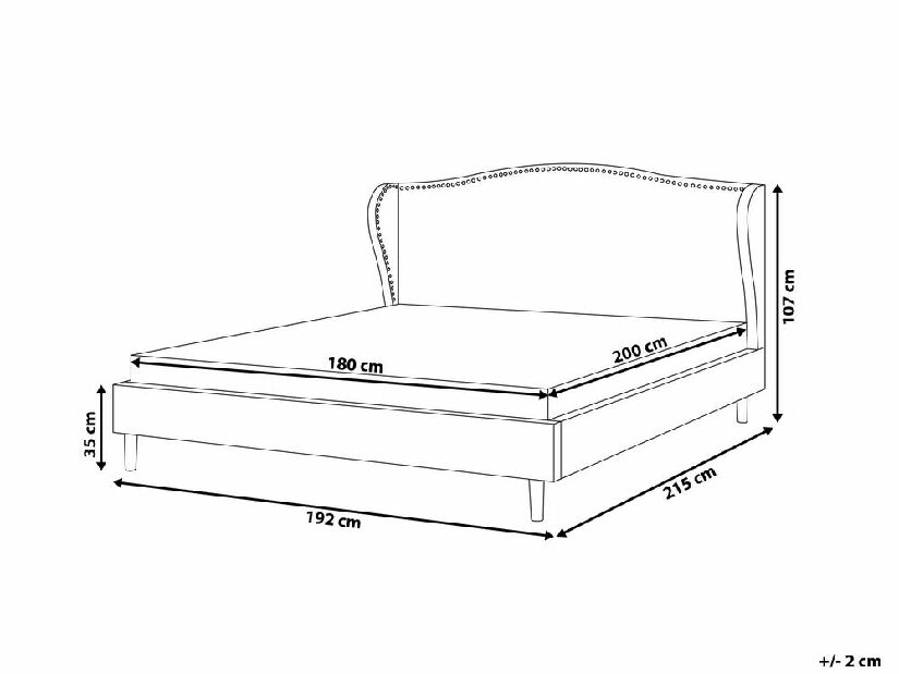 Bračni krevet 180 cm COLLETTE (s podnicom) (siva)