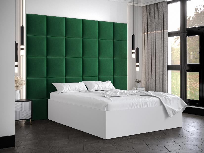 Bračni krevet s tapeciranim uzglavljem 160 cm Brittany 3 (bijela mat + zelena) (s podnicom)