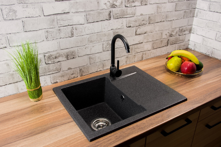 Kuhinjski sudoper Dalgam (crna + tekstura) (bez otvora za bateriju) (D)