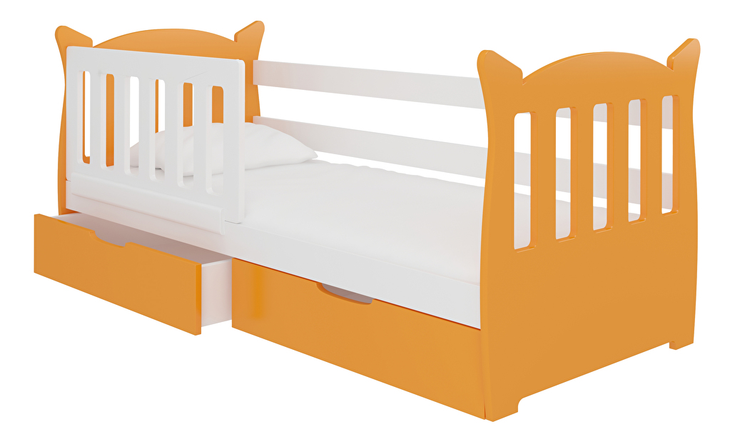 Dječji krevet 160x75 cm Lenka (s podnicom i madracem) (bijela + narančasta)