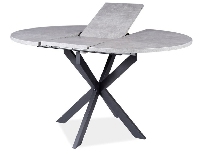 Blagovaonski stol na razvlačenje 100-135 cm Garnett (beton + crna) (za 4 do 6 osoba)