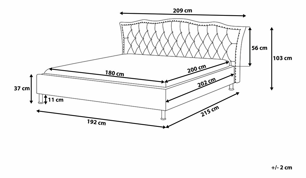 Bračni krevet 180 cm MATH (s podnicom i prostorom za odlaganje) (crna)