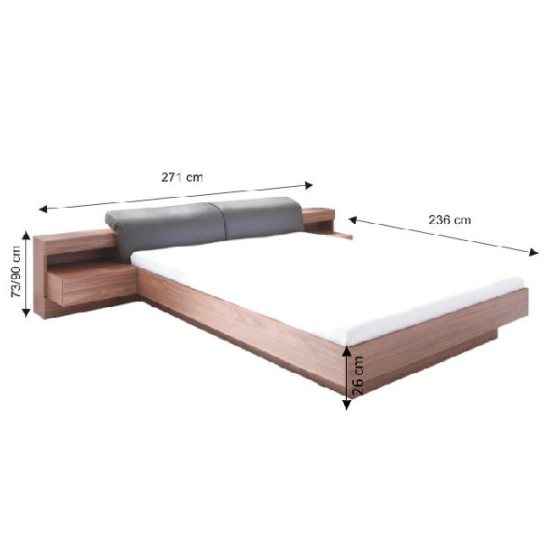 Bračni krevet 160 cm Rekato (2 kom. noćnih stolića s LED rasvjetom) *rasprodaja 