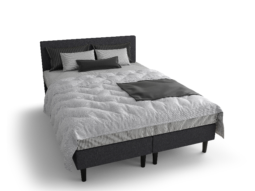 Bračni krevet Boxspring 140 cm Rita (sivo crna) (s madracem, bez prostora za odlaganje)