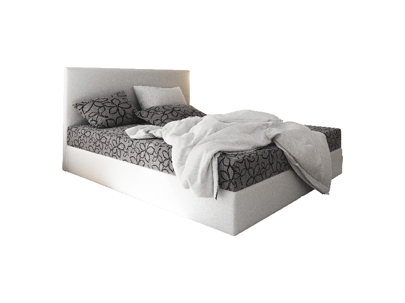 Bračni krevet Boxspring 140 cm Lilac Comfort (uzorak + bijela) (s madracem i prostorom za odlaganje)