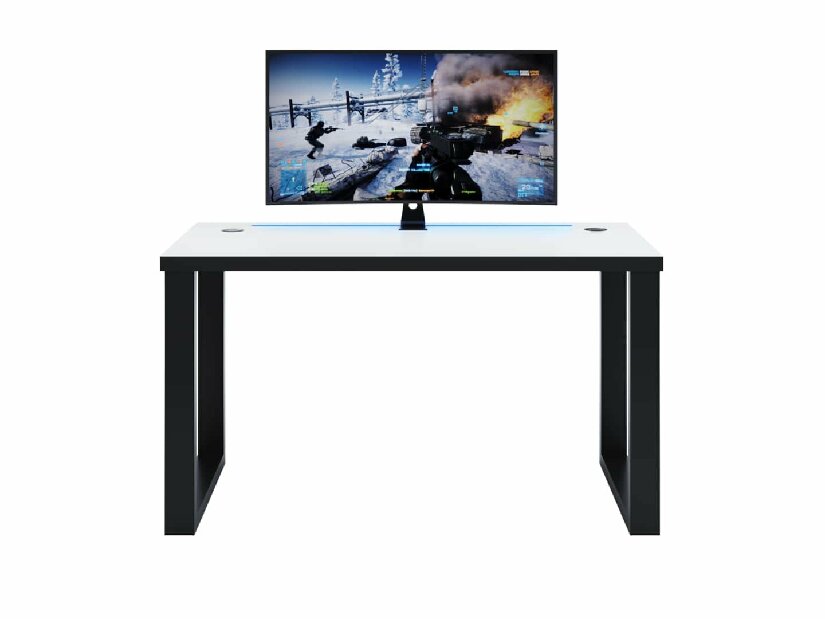 Gaming PC stol Gamer S (bijela + crna) (s RGB LED rasvjetom)