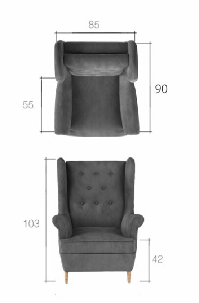 Fotelja Adrianna tip 09 (sivo plava)