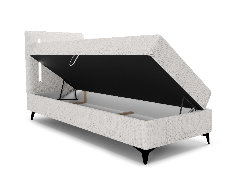 Jednostruki krevet 80 cm Ortega Comfort (svijetlosiva) (s podnicom i madracem, s prostorom za odlaganje) (s LED rasvjetom)
