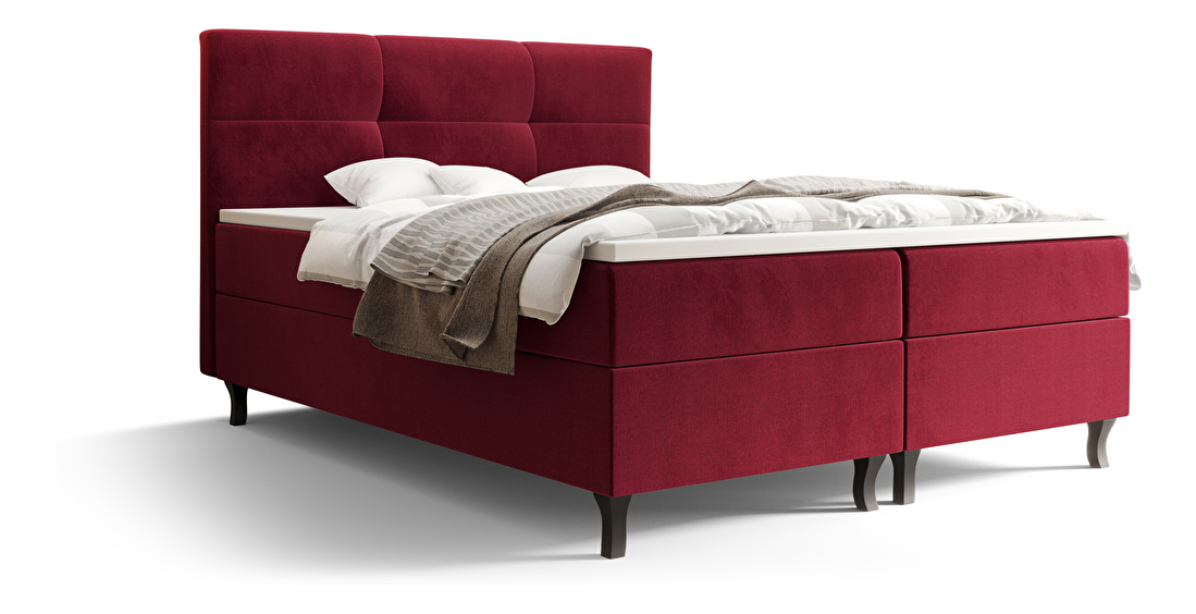 Bračni krevet Boxspring 160 cm Lumba Comfort (bordo) (s madracem i prostorom za odlaganje)