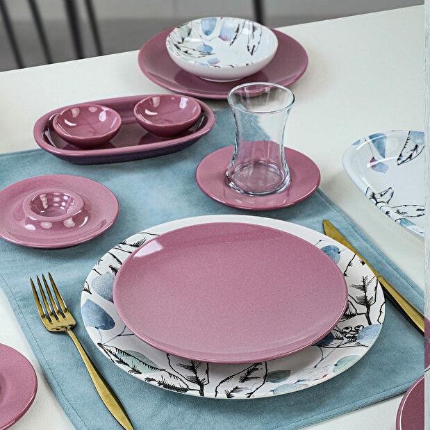 Set za doručak (50 Pieces) Halika (ružičasta + bijela + plava)