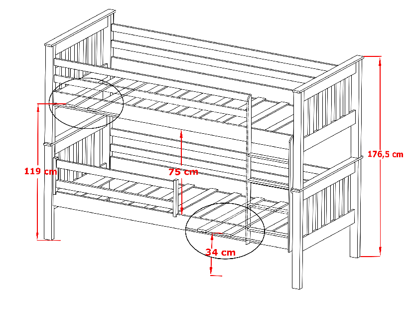 Dječji krevet 80 x 190 cm Brad (s podnicom i prostorom za odlaganje) (borovina)